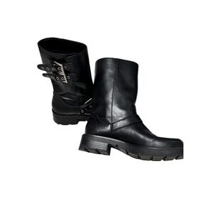 Zara Black Leather Ankle Boots